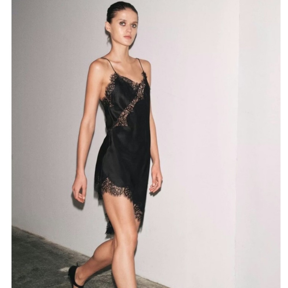 ZW COLLECTION ASYMMETRIC BLACK LACE DRESS ZARA